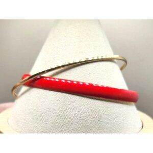 Gold & Red Enamel Bangle Bracelet Set   Lightweight & Stackable